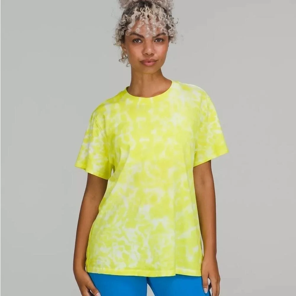 Lululemon All Yours Cotton Tee Tie Dye Yellow Size 4 NWT π - Picture 1 of 7